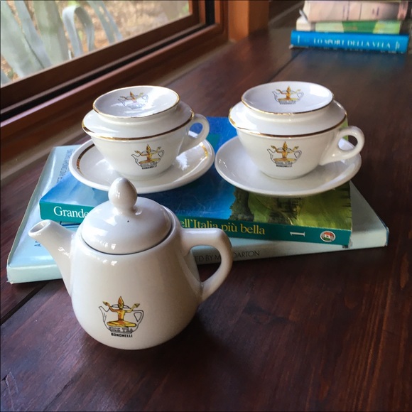 Vintage Bonomelli Teapot & 2 Teacups saucers and lids - Picture 2 of 12